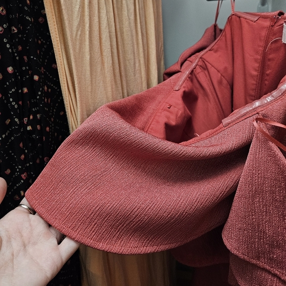 Keepsake the Label Two Fold Mini Dress Off the Shoulder Red Ochre - Picture 7 of 8